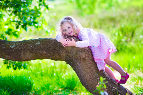 Girl climbing tree